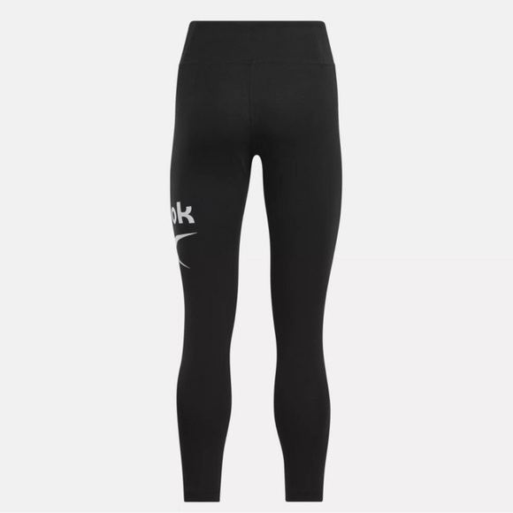 Reebok 7/8 Black Leggings NWT Logo on Leg elastic waist line size medium - Picture 6 of 8